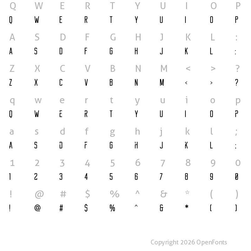 Character Map of Reckoner Regular