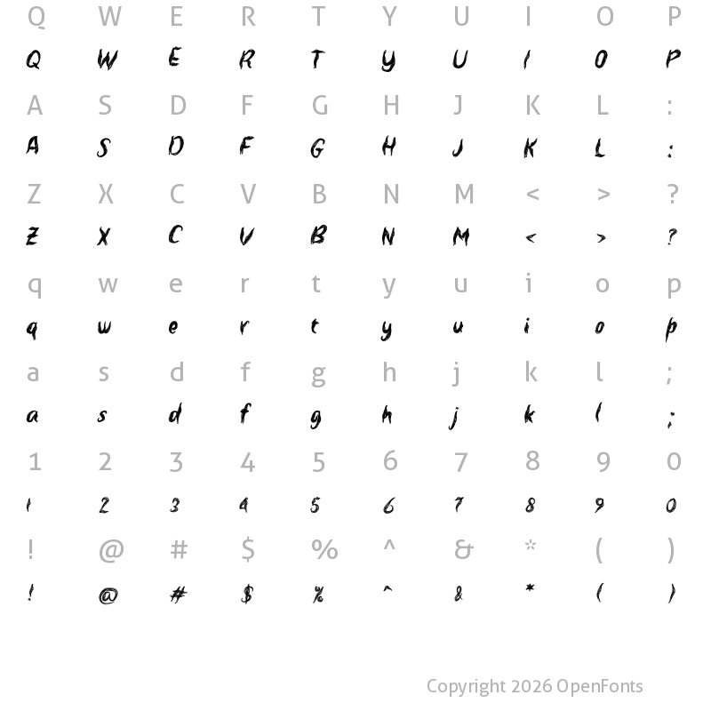 Character Map of Red Devil Regular