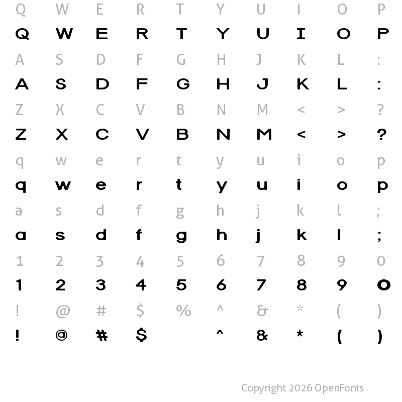 Character Map of Red Rabbit Regular