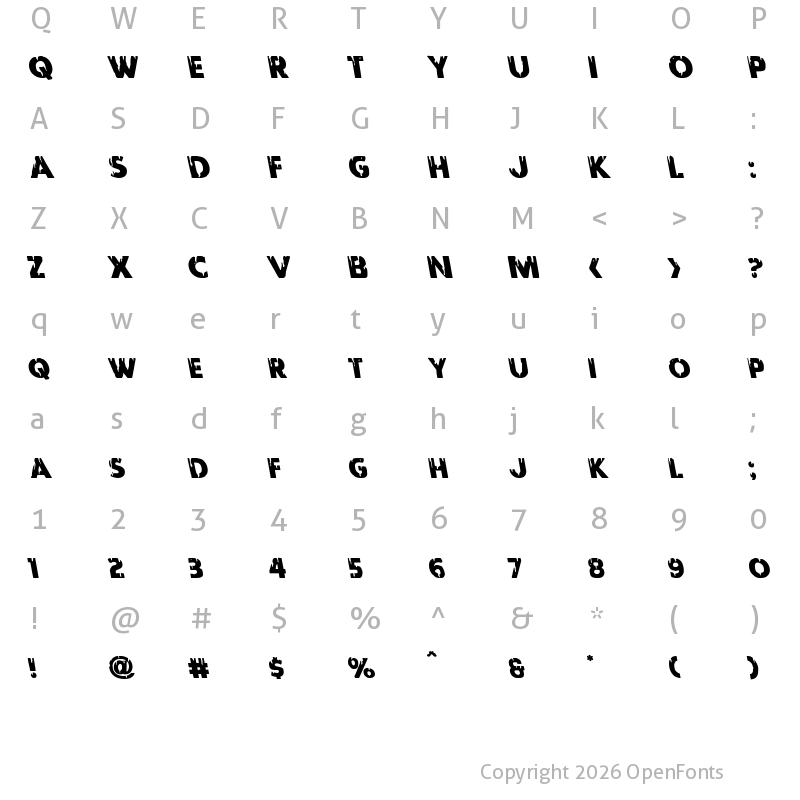 Character Map of Red Undead Leftalic Italic