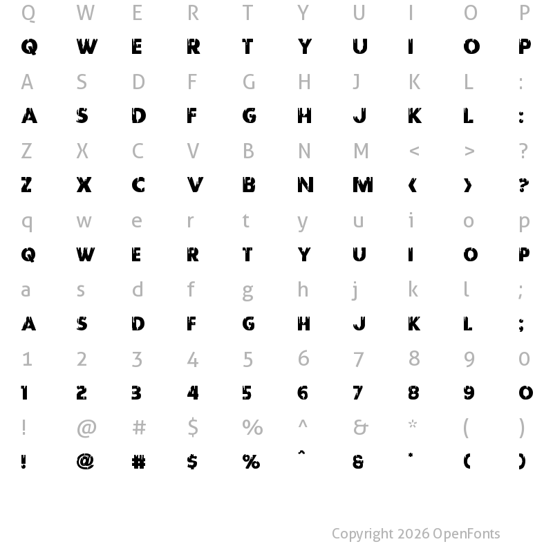 Character Map of Red Undead Regular