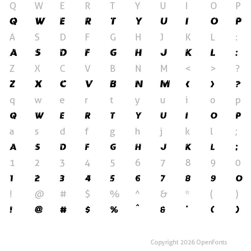 Character Map of Red Undead Semi-Italic Semi-Italic