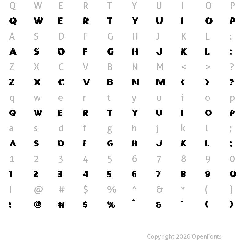 Character Map of Red Undead Shift Regular