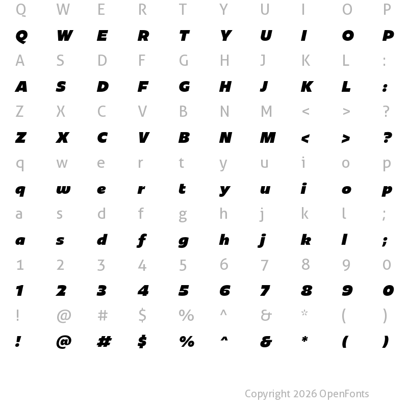 Character Map of Redonda Black Italic