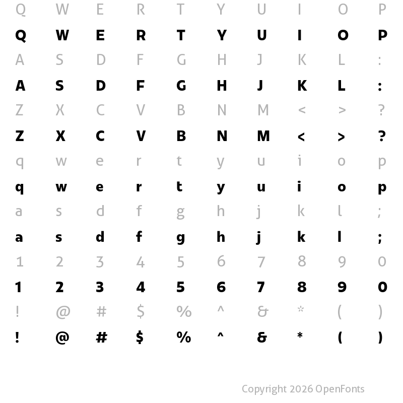 Character Map of Redonda Condensed Bold