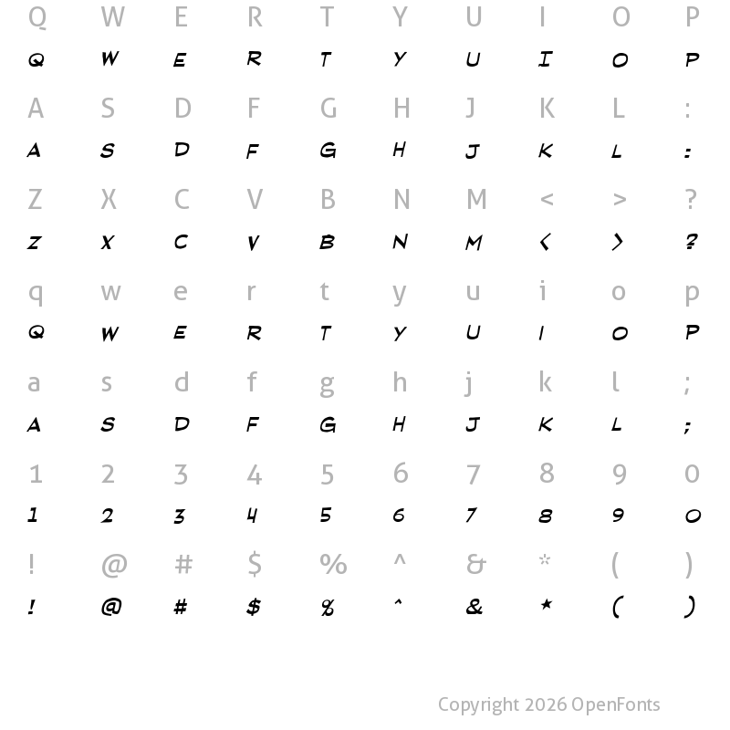 Character Map of RedStateBlueState BB Italic