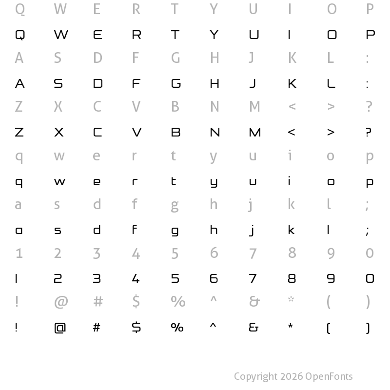 Character Map of ReFormation Sans Regular Regular