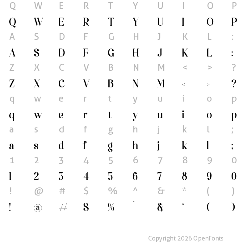Character Map of Regikan Regular