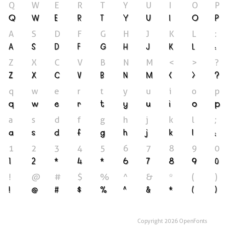 Character Map of Regular Fashion DEMO Regular