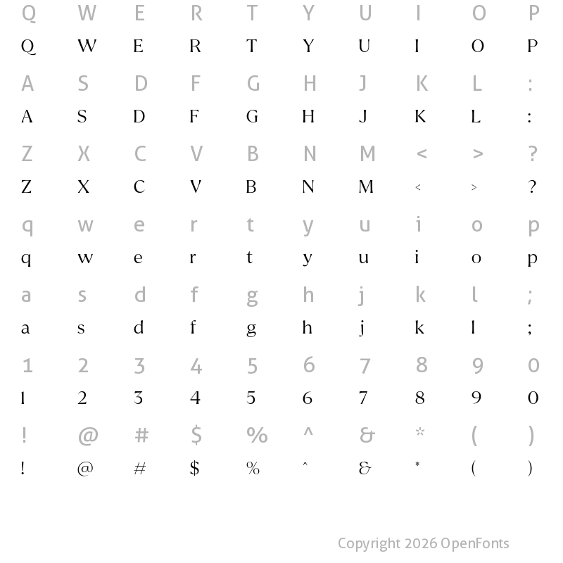 Character Map of Reifilano Light