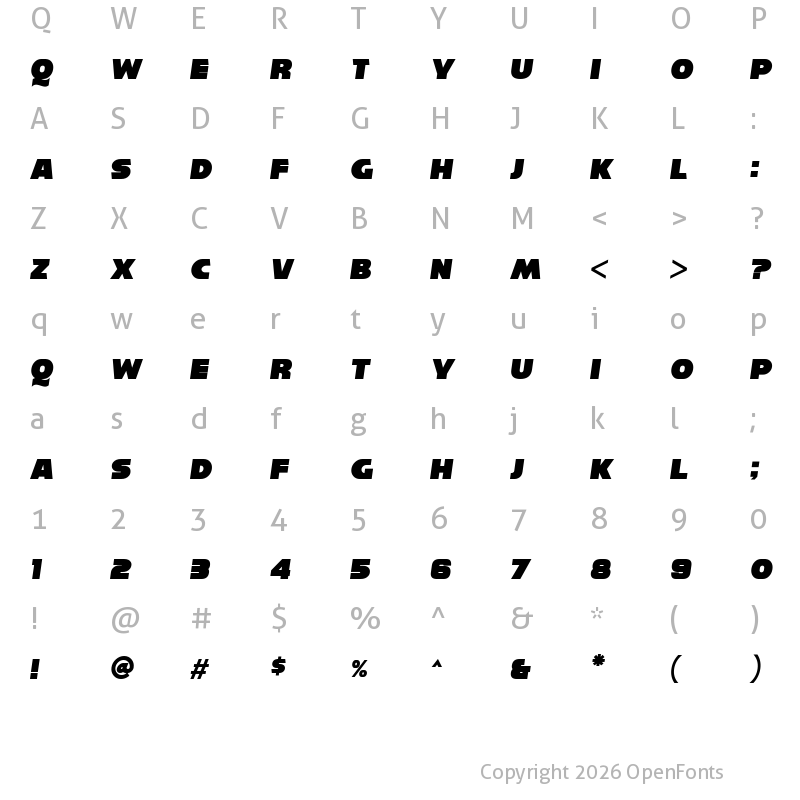 Character Map of Reisenberg Italic