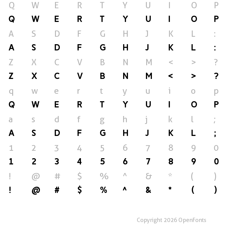 Character Map of Reitam Regular