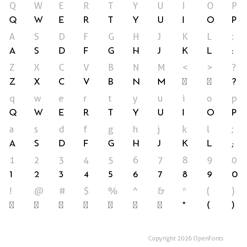 Character Map of RejovaNonCommercial Regular