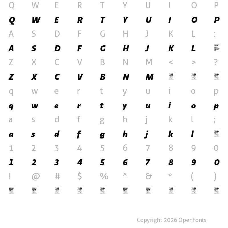 Character Map of Relato Sans TRIAL Black Italic