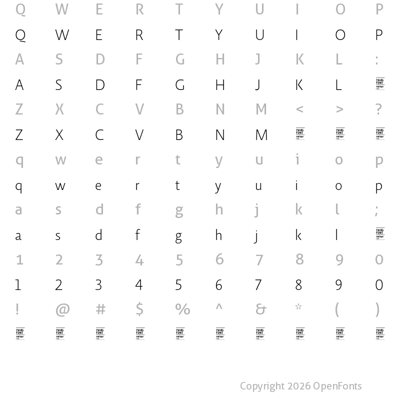 Character Map of Relato Sans TRIAL Light