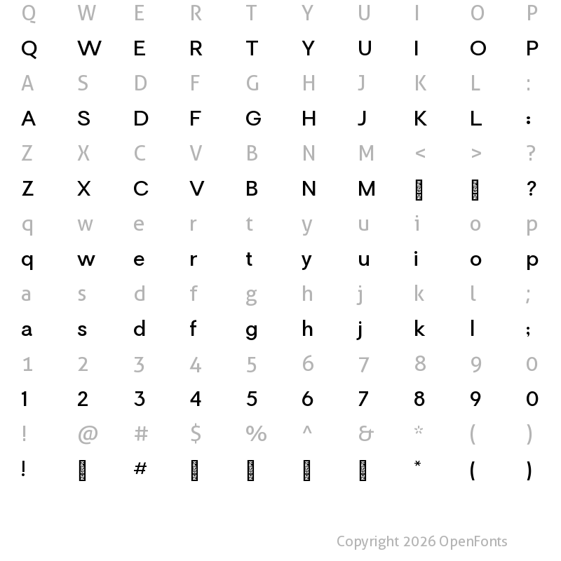 Character Map of Relevance SemiBold
