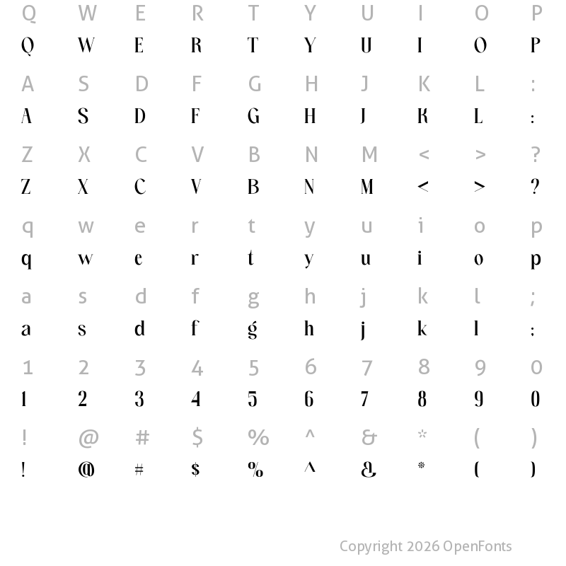 Character Map of Relington Regular