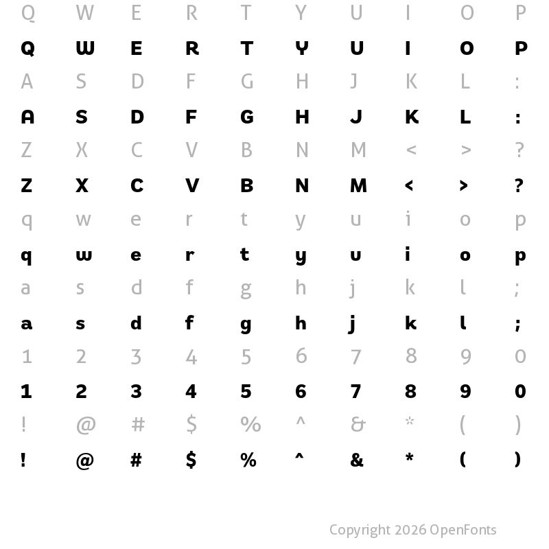 Character Map of Remora Sans W2 Bold