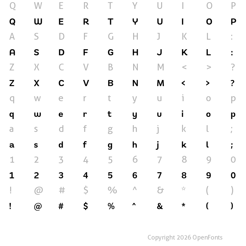 Character Map of Remora Sans W2 Demi