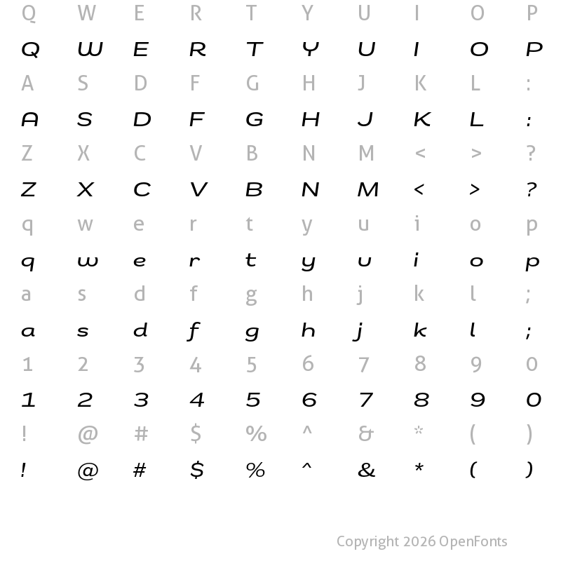 Character Map of Remora Sans W5 Medium Italic