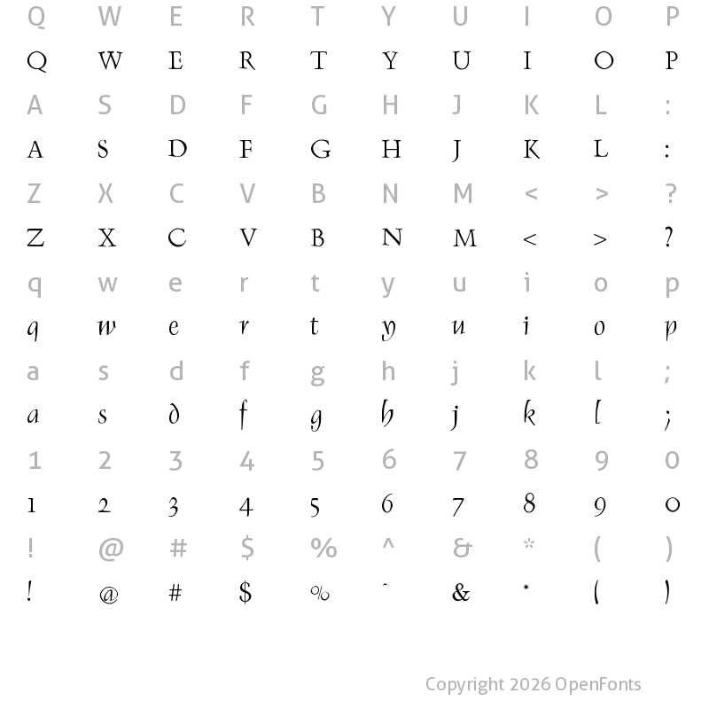 Character Map of Renaiss-Italic Regular