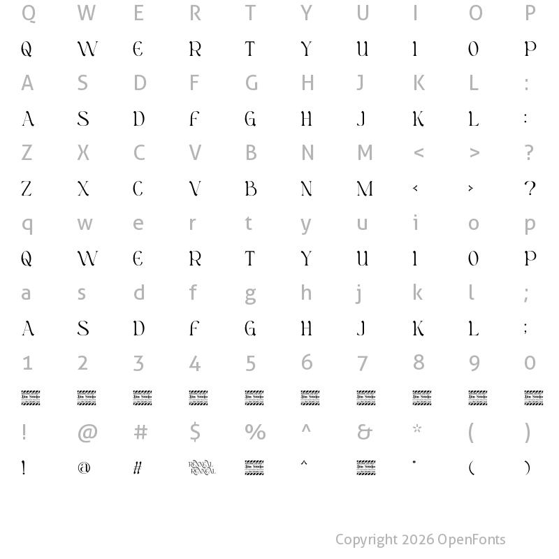 Character Map of Renneal Personal Use Regular
