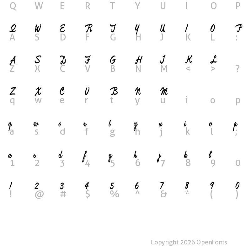 Character Map of ReproxScript Regular