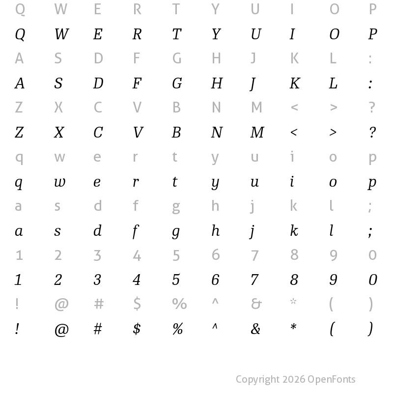 Character Map of RePublic Italic