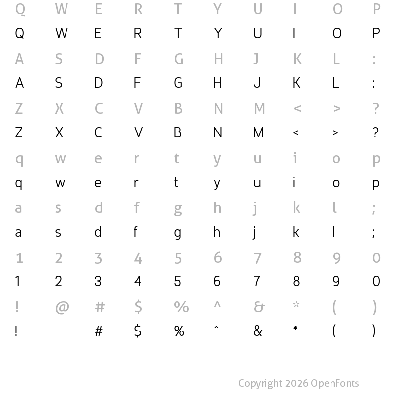 Character Map of Requiem Regular