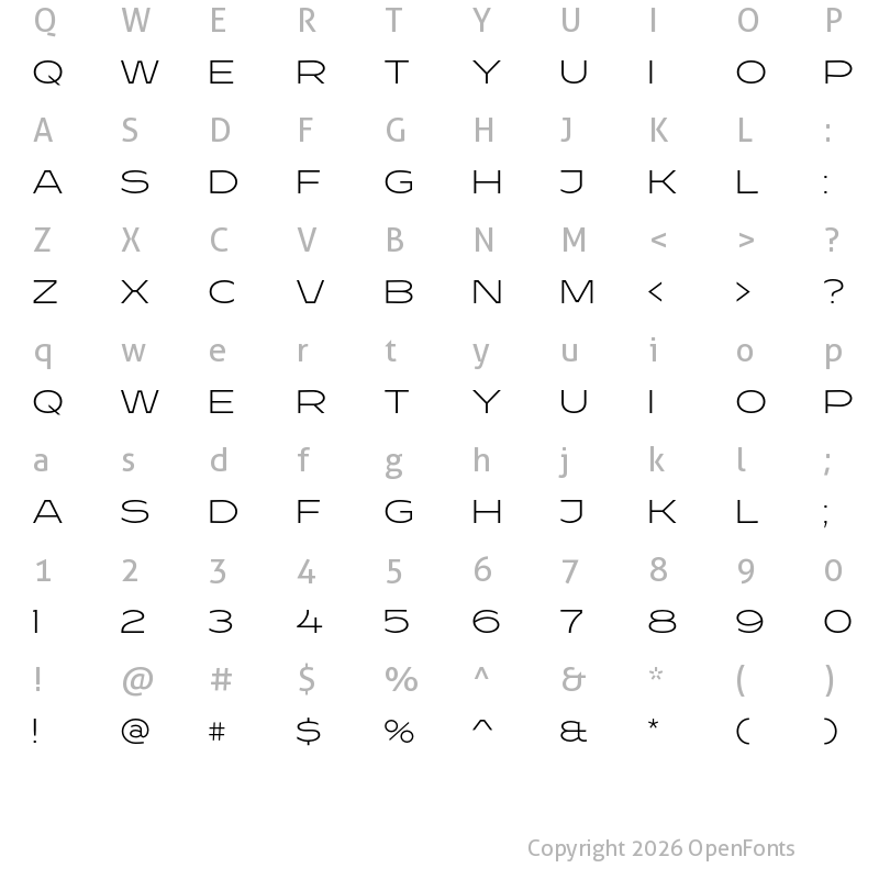 Character Map of Resotho Extralight