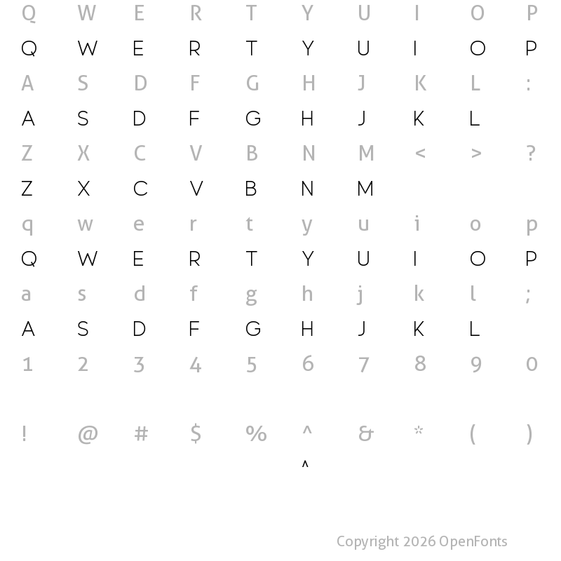 Character Map of Resplendent Light