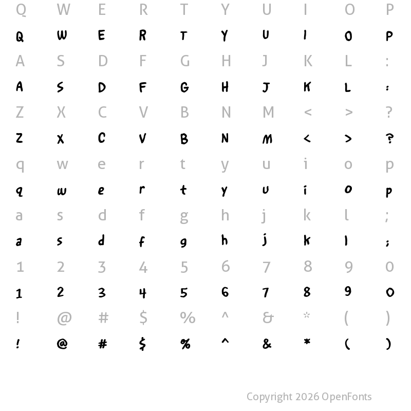 Character Map of Restless Soul BB Bold