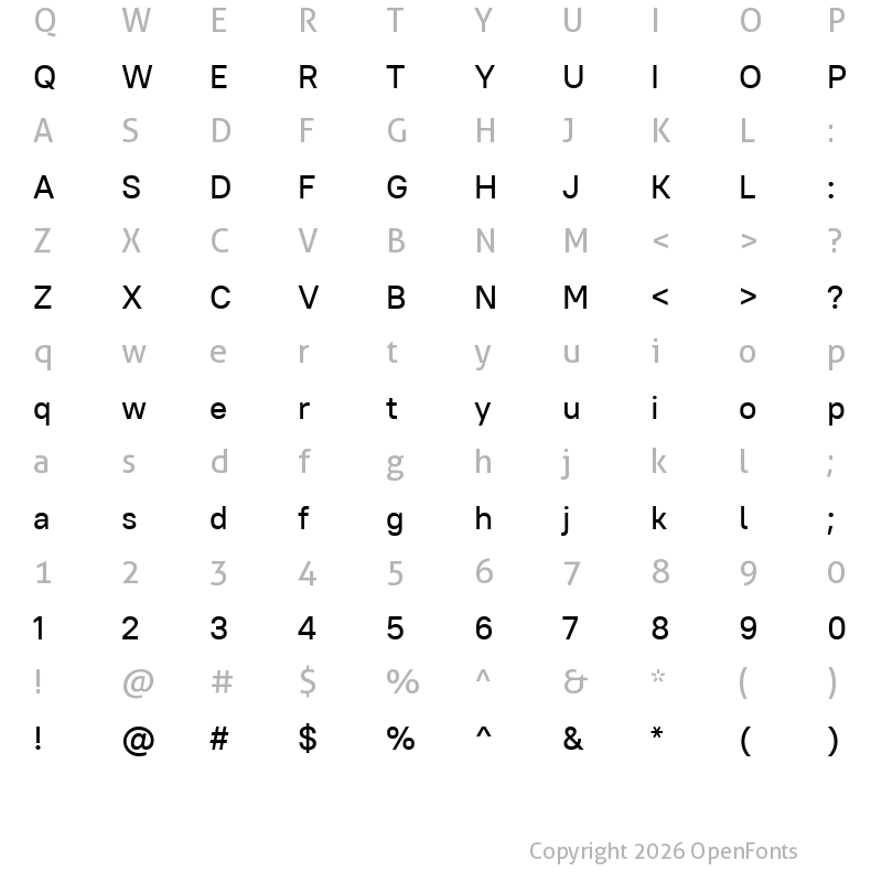 Character Map of Retni Sans Medium
