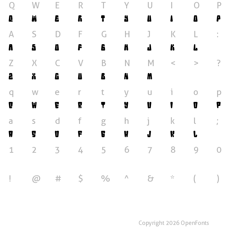 Character Map of Retro Disco DEMO Narrow