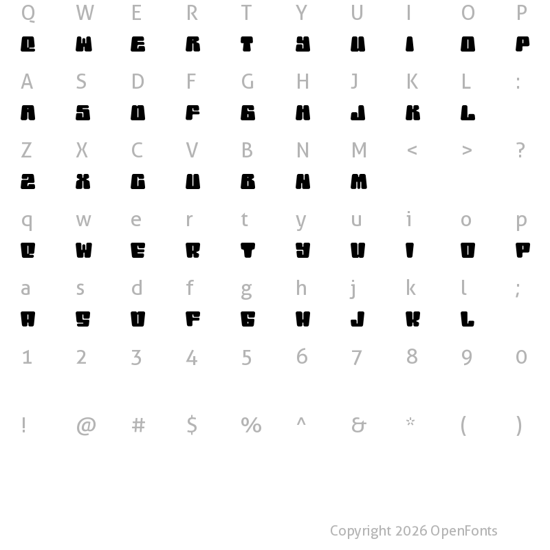 Character Map of Retro Disco DEMO Wide