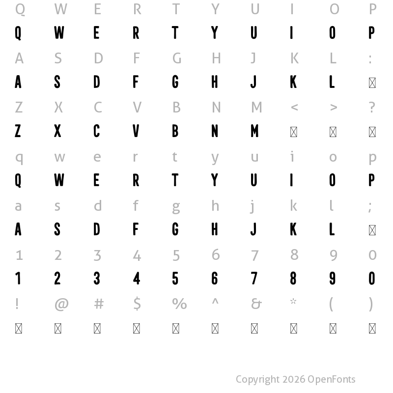 Character Map of Retro Dream Display Free Demo