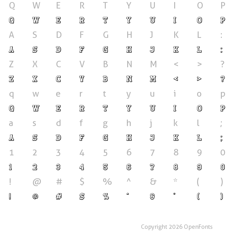 Character Map of Retro Grade Shadow