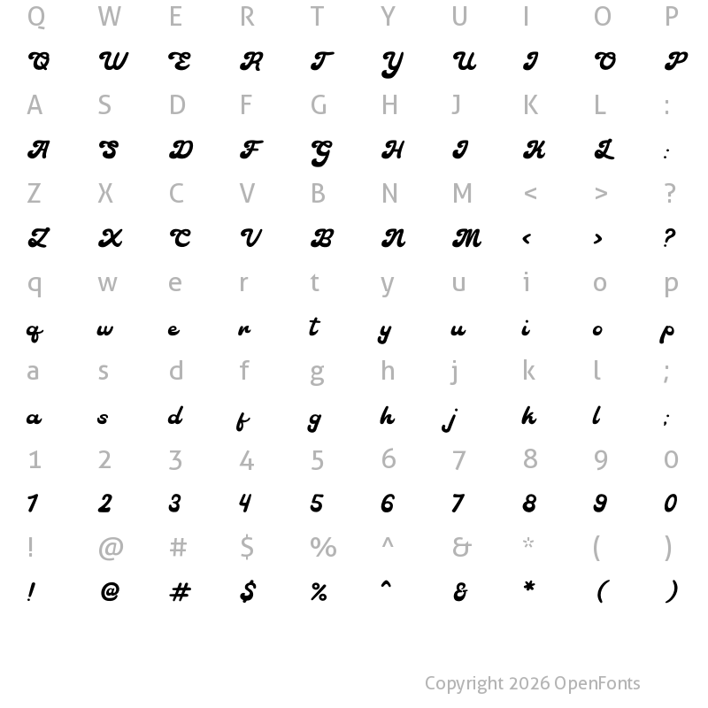 Character Map of Retro Music Regular