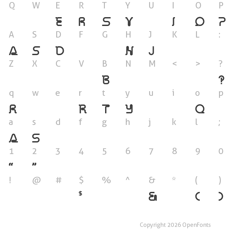 Character Map of Retro Stereo Thin Alternate Regular