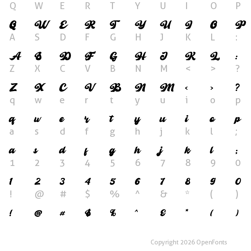 Character Map of Retro Young Regular