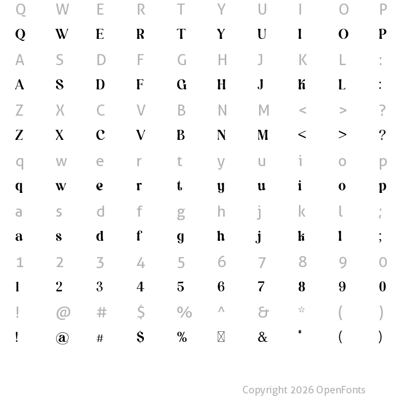 Character Map of RETROACTIVE Regular