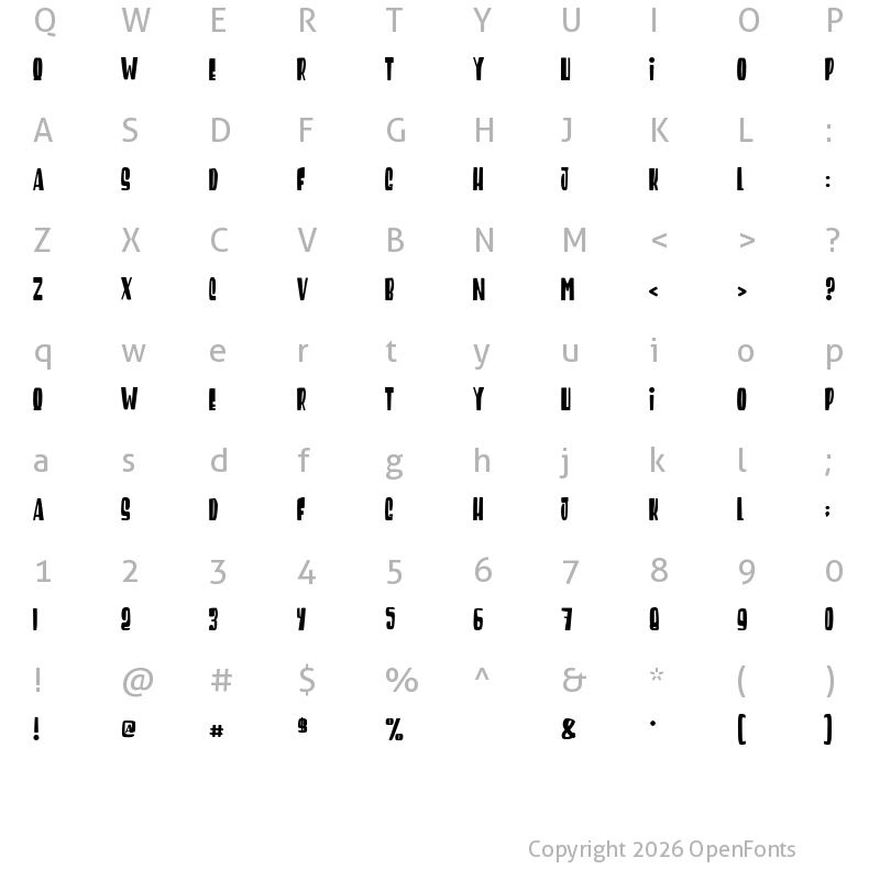 Character Map of Return of the Gunfighter Regular