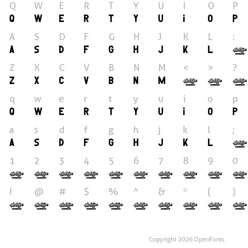 Character Map of Reversed Demo Bold