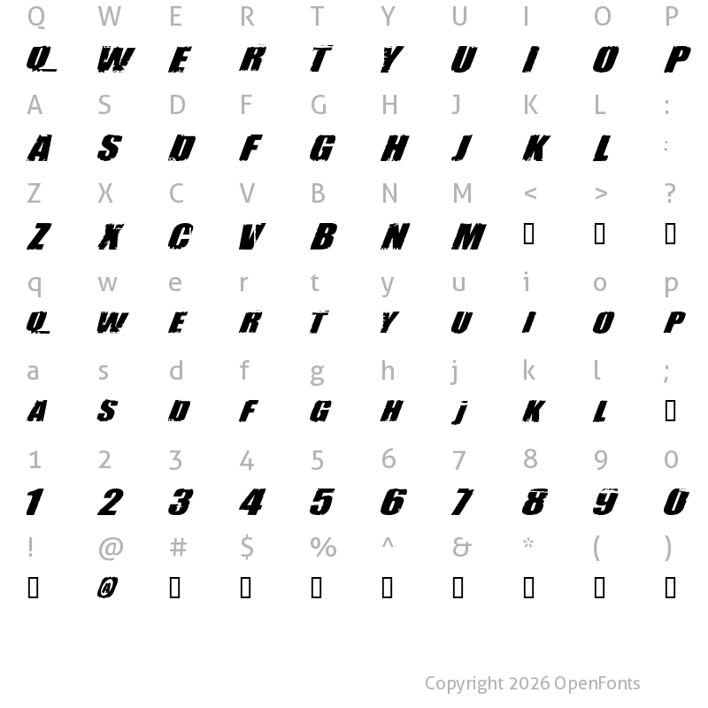 Character Map of Revolution Regular