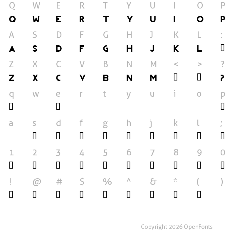Character Map of REVOLUTION REVOLUTION