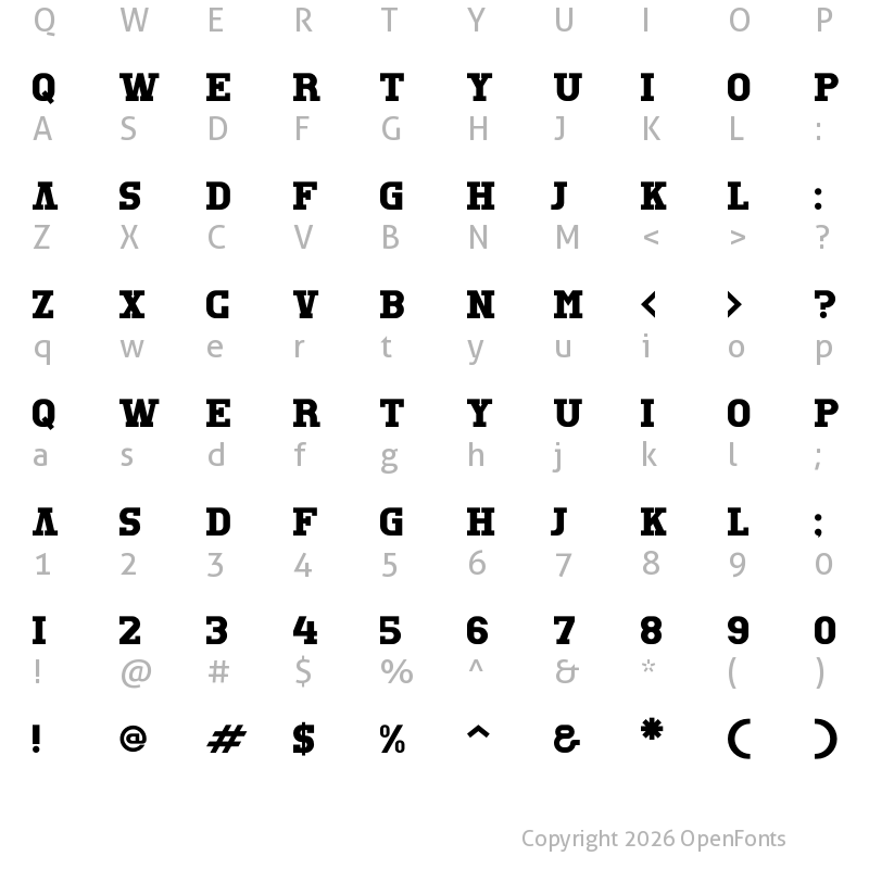 Character Map of REXTRO Regular
