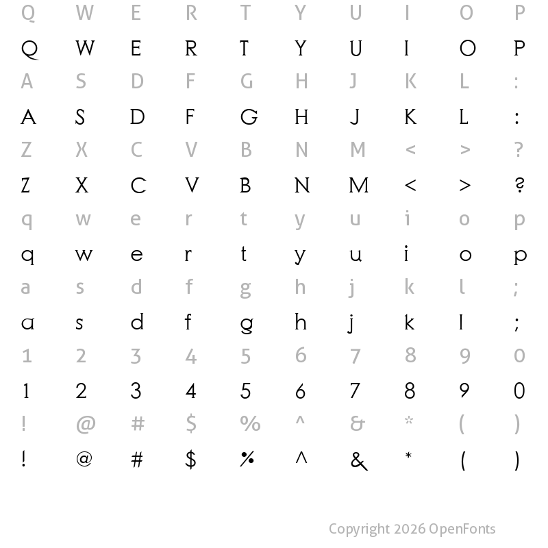 Character Map of Reza Zulmi Serif Serif