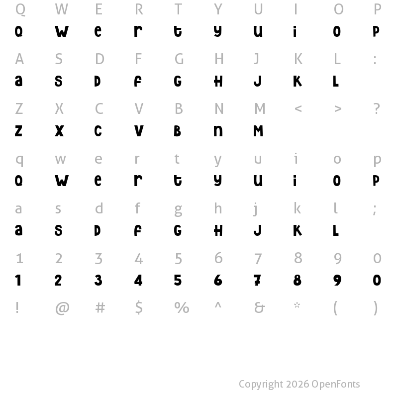 Character Map of Rezdone Regular