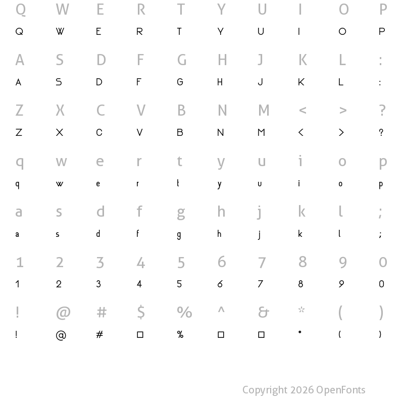 Character Map of Rhanoll Regular