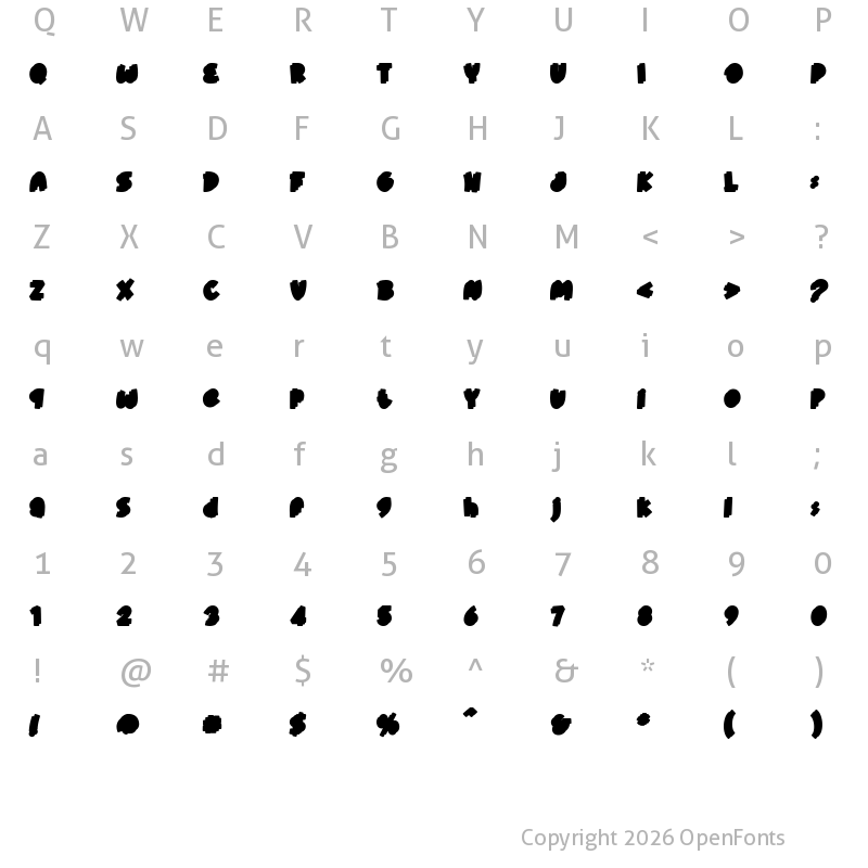 Character Map of Rhuma Sinera Shadow. Regular